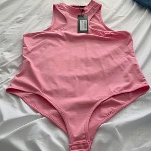 Nasty Gal high neck racer bodysuit PINK. SIZE US10